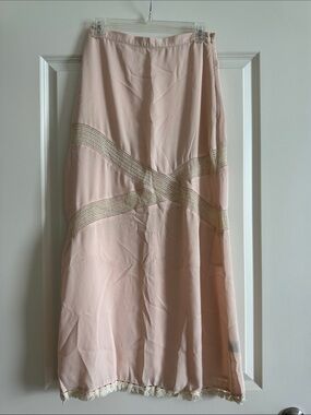 Ark & Co Blush Pink Maxi Skirt with Crochet Insets